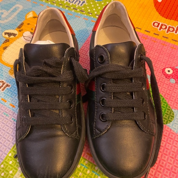CHILDREN\'S GUCCI ACE LEATHER SNEAKER